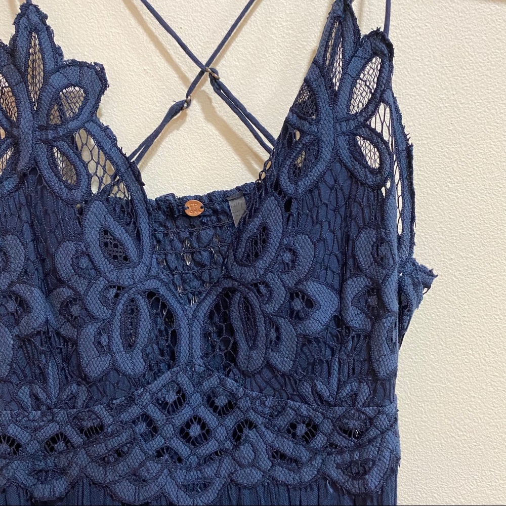 FREE PEOPLE ADELLA NAVY SLIP DRESS - Picture 3 of 4